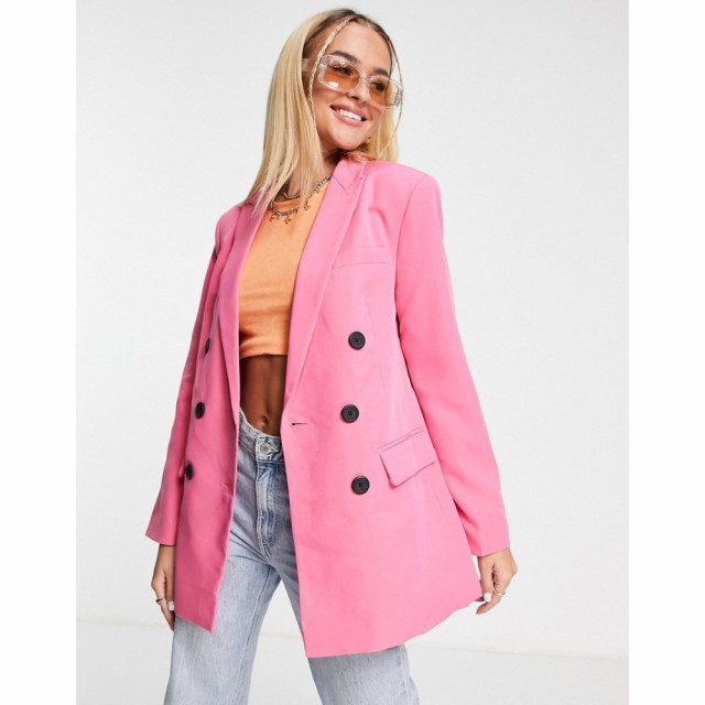 ストラディバリウス Stradivarius レディース スーツ・ジャケット アウター Double Breasted Dad Blazer In Hot Pink ピンク