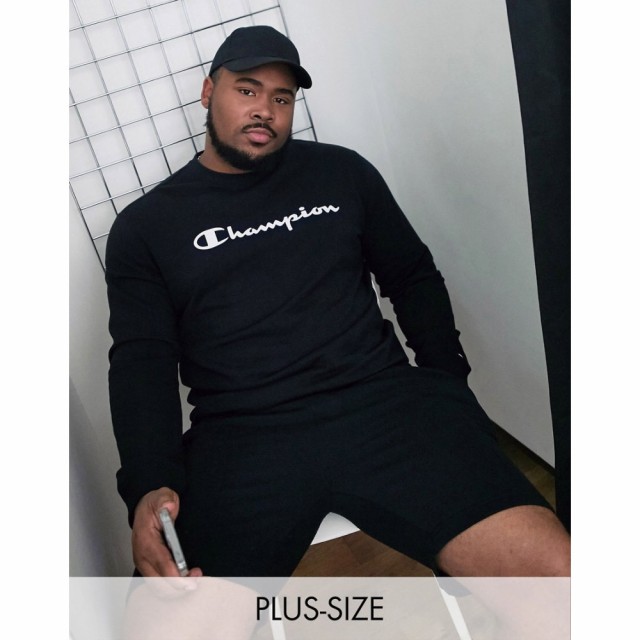 チャンピオン Champion Plus メンズ スウェット・トレーナー トップス Large Logo Sweatshirt In Black ブラック