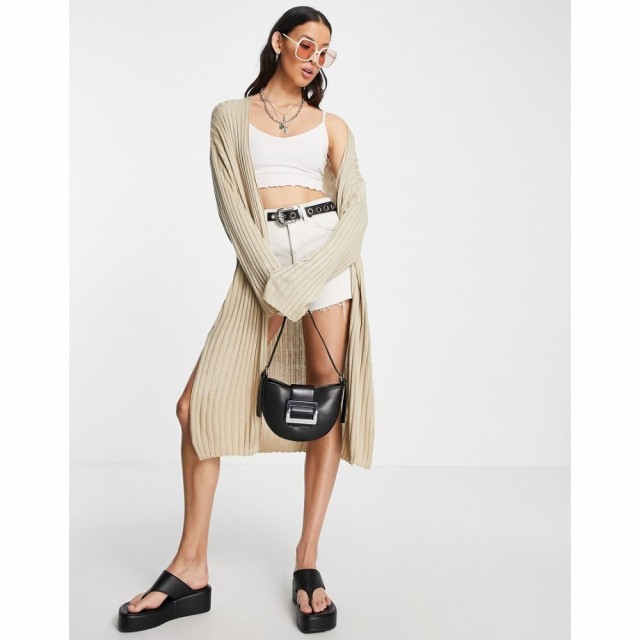 トップショップ Topshop レディース カーディガン トップス Knitted Rib Maxi Cardi In Neutral ホワイト