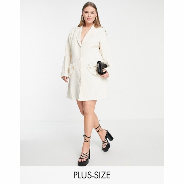 セイントジーニーズ Saint Genies Plus レディース ワンピース ブレザー ワンピース・ドレス Frill Pocket Detail Blazer Dress In Cream