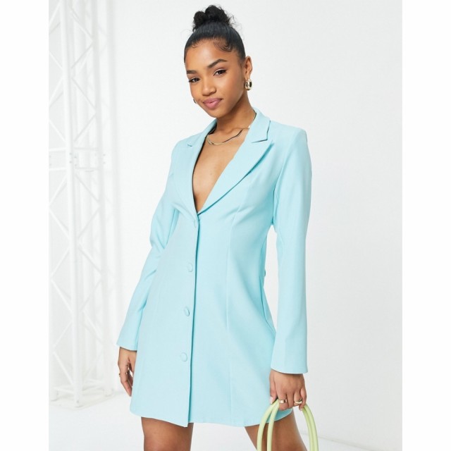 セイントジーニーズ Saint Genies レディース ワンピース ブレザー ワンピース・ドレス Strappy Back Blazer Dress In Blue ライトブルー