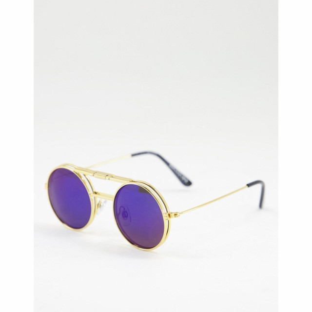 スピットファイア Spitfire ユニセックス メガネ・サングラス ラウンド Lennon Flip Round Sunglasses In Gold With Purple Mirror Lens