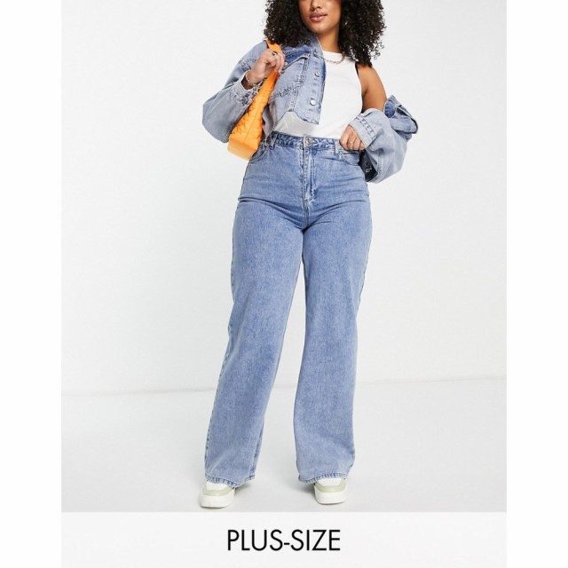 ピーシーズ Pieces Plus レディース ジーンズ・デニム ボトムス・パンツ Pieces Curve Peggy High Waisted Wide Leg Jeans In Light Blue