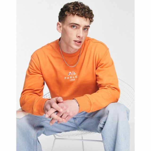 パルレ Parlez メンズ スウェット・トレーナー トップス Iroko Embroidered Sweat In Orange オレンジ