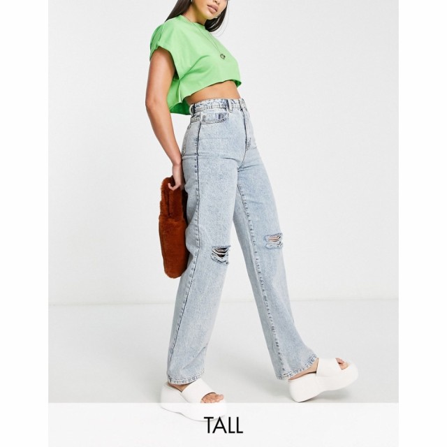 ノイズィーメイ Noisy May Tall レディース ジーンズ・デニム ダメージ加工 ボトムス・パンツ Drew Ripped Knee Wide Leg Jeans In Light