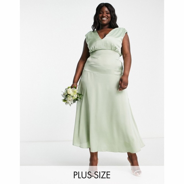 リカリッシュ Liquorish Plus レディース パーティードレス マキシ丈 ワンピース・ドレス Bridesmaid Plunge Front Maxi Dress In Fresh