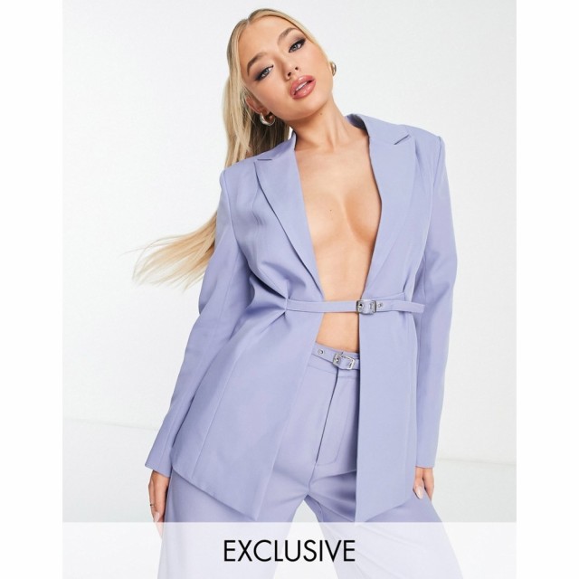 ミスガイデッド Missguided レディース スーツ・ジャケット アウター Blazer With Belt Detail In Blue ブルー