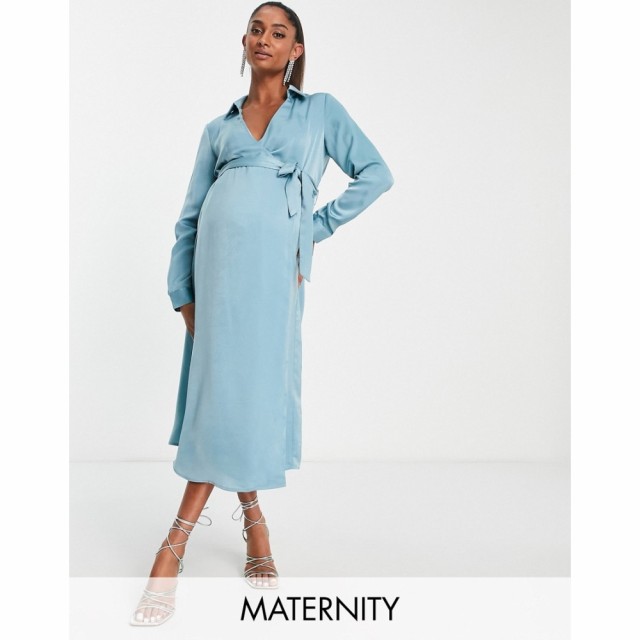 ミスガイデッド Missguided Maternity レディース ワンピース ラップドレス シャツワンピース ワンピース・ドレス Wrap Shirt Dress In B