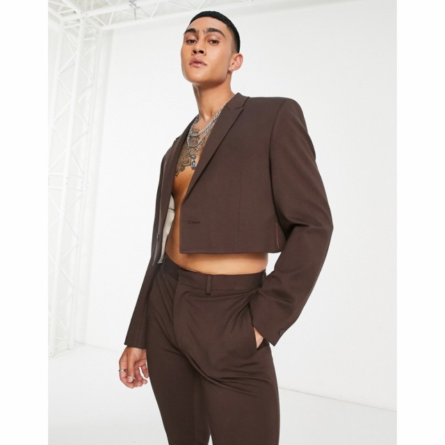 エイソス ASOS DESIGN メンズ スーツ・ジャケット アウター Skinny Cropped Suit Jacket In Chocolate Brown