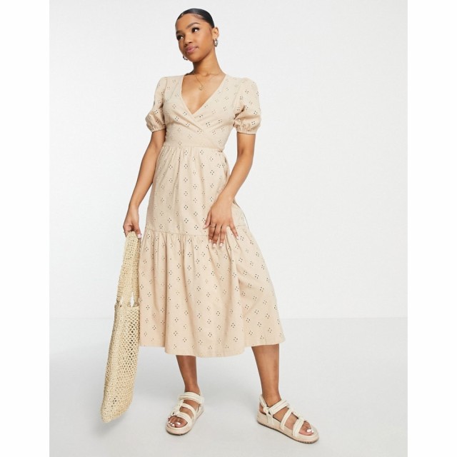 エイソス ASOS DESIGN レディース ワンピース ラップドレス Ａライン ワンピース・ドレス Broderie Short Sleeve Tiered Wrap Midi Dress