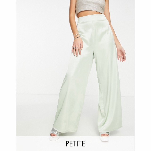 フラウンスロンドン Flounce London Petite レディース ボトムス・パンツ Wide Leg Satin Trousers In Dusty Sage