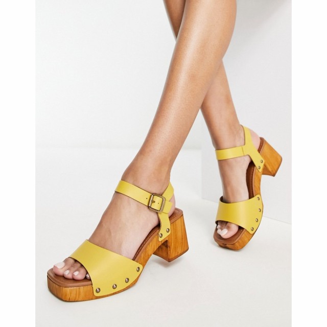 シュー Schuh レディース クロッグ シューズ・靴 Tawny Leather Two Part Clog Sandals In Yellow イエロー