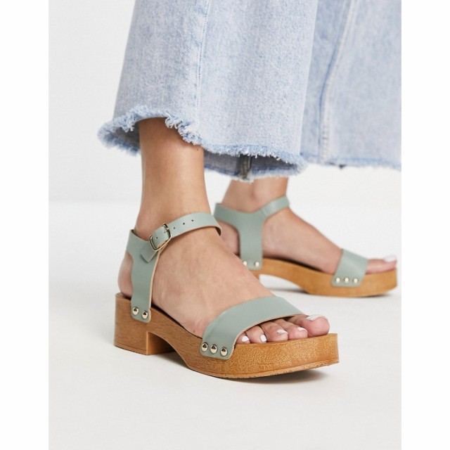 エイソス ASOS DESIGN レディース クロッグ シューズ・靴 Honestly Mid Heeled Clog Sandals In Sage Green セージグリーン