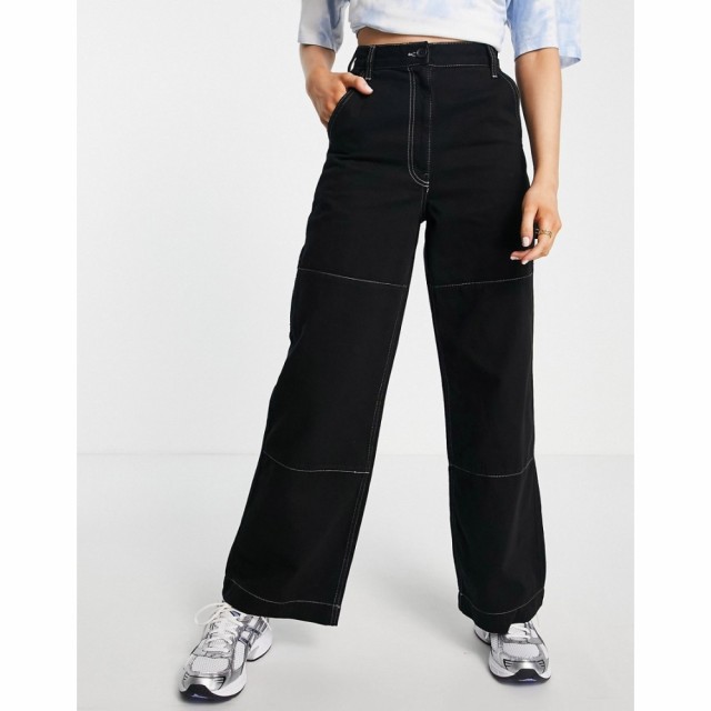 トップショップ Topshop レディース カーゴパンツ ボトムス・パンツ High Waisted Workwear Straight Leg Cargo Trouser In Black ブラッ