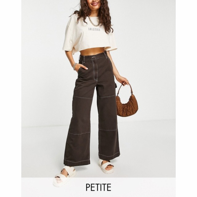 トップショップ Topshop Petite レディース カーゴパンツ ボトムス・パンツ High Waisted Workwear Straight Leg Cargo Trouser In Choco