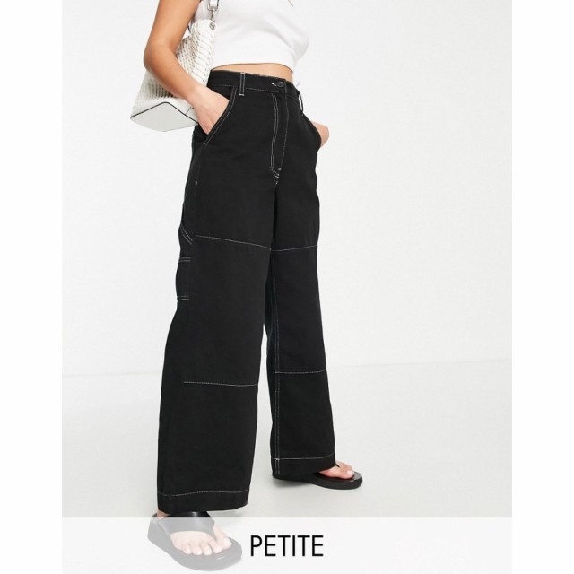 トップショップ Topshop Petite レディース カーゴパンツ ボトムス・パンツ High Waisted Workwear Straight Leg Cargo Trouser In Black