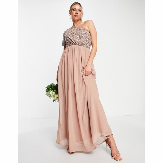 Beauut レディース パーティードレス ワンピース・ドレス Bridesmaid Emellished Bodice One Shoulder Maxi Dress In Taupe トープ