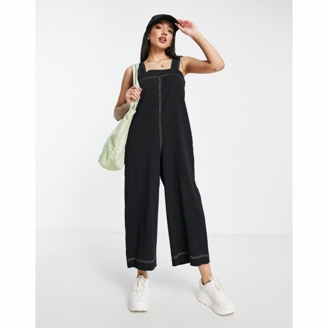 エイソス ASOS DESIGN レディース オールインワン ジャンプスーツ ワンピース・ドレス Buckle Back Jumpsuit With Seersucker Stripe In