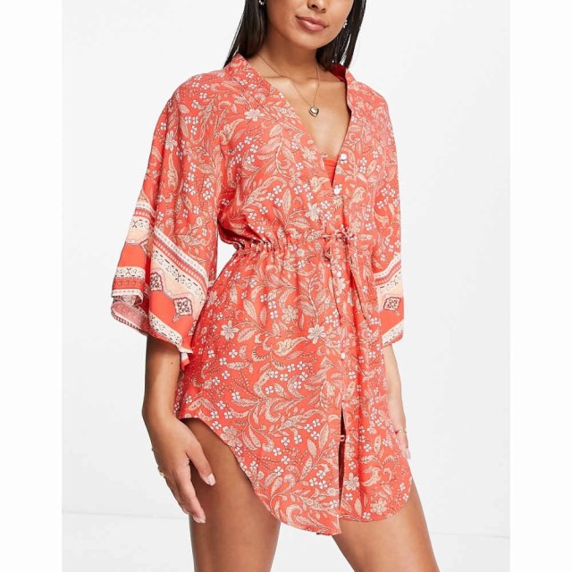 リップカール Ripcurl レディース ビーチウェア 水着・ビーチウェア Rip Curl Lunar Tides Beach Kimono In Red Paisley レッド