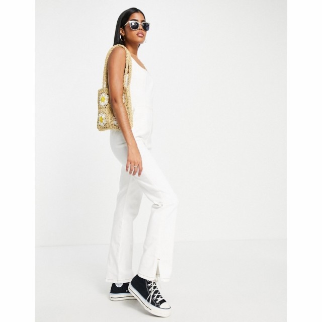 エイソス ASOS DESIGN レディース オールインワン ジャンプスーツ デニム ワンピース・ドレス Denim Fitted Jumpsuit In White ホワイト