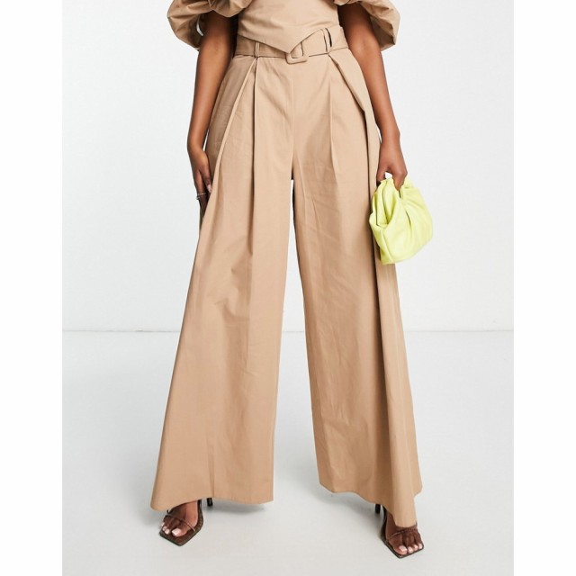 エイソス ASOS Luxe レディース ボトムス・パンツ Asos Luxe Co-Ord Cotton Wide Leg Trouser In Camel キャメル