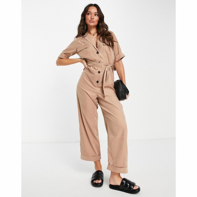 エイソス ASOS DESIGN レディース オールインワン ジャンプスーツ ワンピース・ドレス Cupro Short Sleeved Pocket Belted Jumpsuit In S