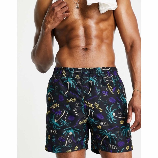 カーハート Carhartt WIP メンズ 海パン 水着・ビーチウェア Drift Print Swim Shorts In Black ブラック