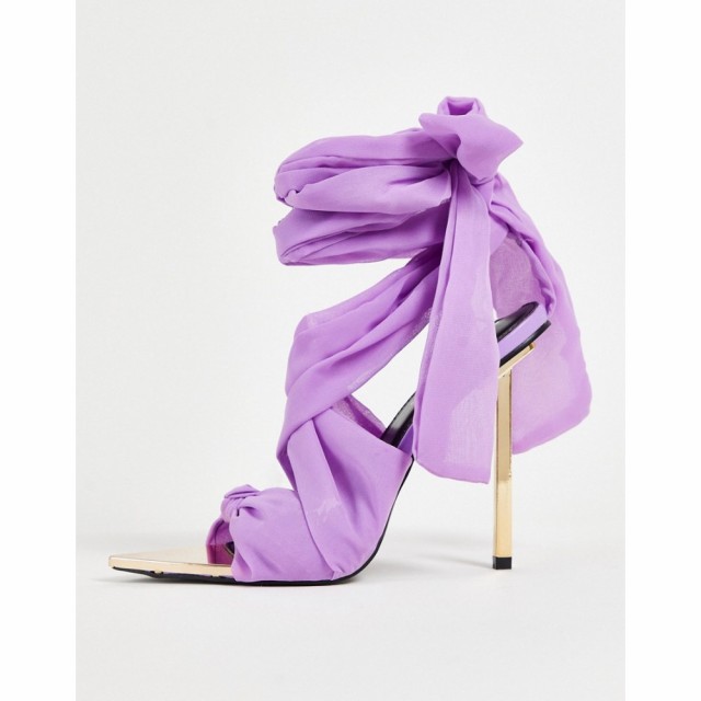 パブリックディザイア Public Desire レディース サンダル・ミュール ピンヒール Huni Ribbon Tie Up Gold Stiletto Heeled Sandals Lila