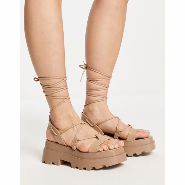 エイソス ASOS DESIGN レディース サンダル・ミュール 厚底 シューズ・靴 Toni Tie Leg Flatform Sandals In Taupe トープ