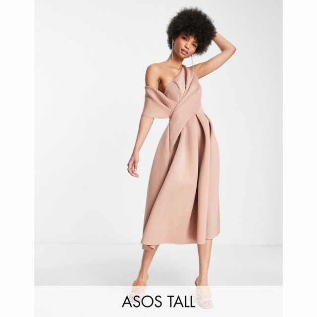 エイソス ASOS Tall レディース パーティードレス ワンピース・ドレス Tall Bare Shoulder Prom Dress In Camel キャメル