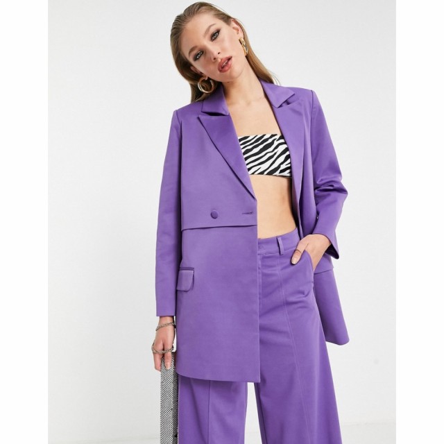 エクストロ アンド ヴェール Extro and Vert レディース スーツ・ジャケット アウター Oversized Blazer With Panel In Purple パープル