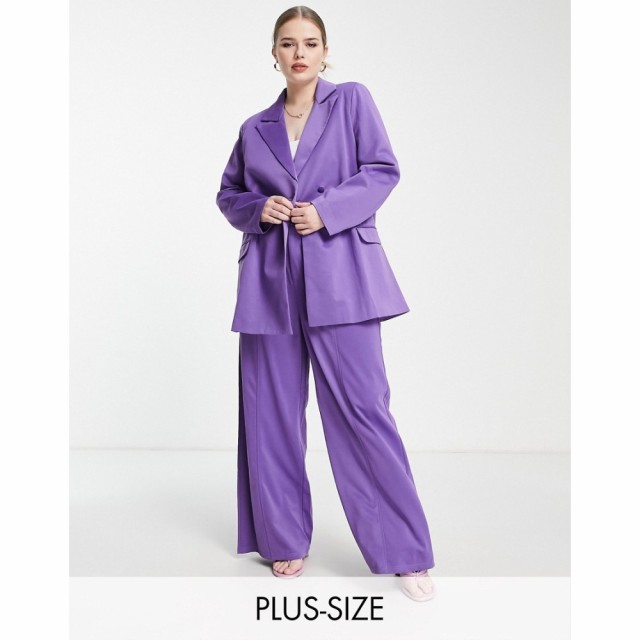 エクストロ アンド ヴェール Extro and Vert レディース スーツ・ジャケット アウター Plus Oversized Blazer With Panel In Purple パー