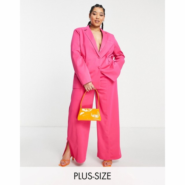 エクストロ アンド ヴェール Extro and Vert レディース スーツ・ジャケット アウター Plus Slouchy Blazer In Hot Pink ホットピンク