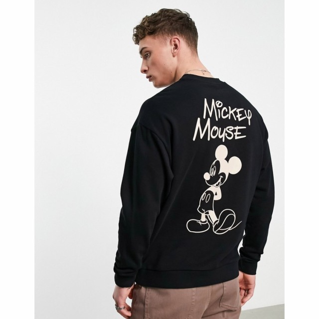 エイソス ASOS DESIGN メンズ スウェット・トレーナー トップス Oversized Sweatshirt With Disney Mickey Mouse Print In Black ブラッ