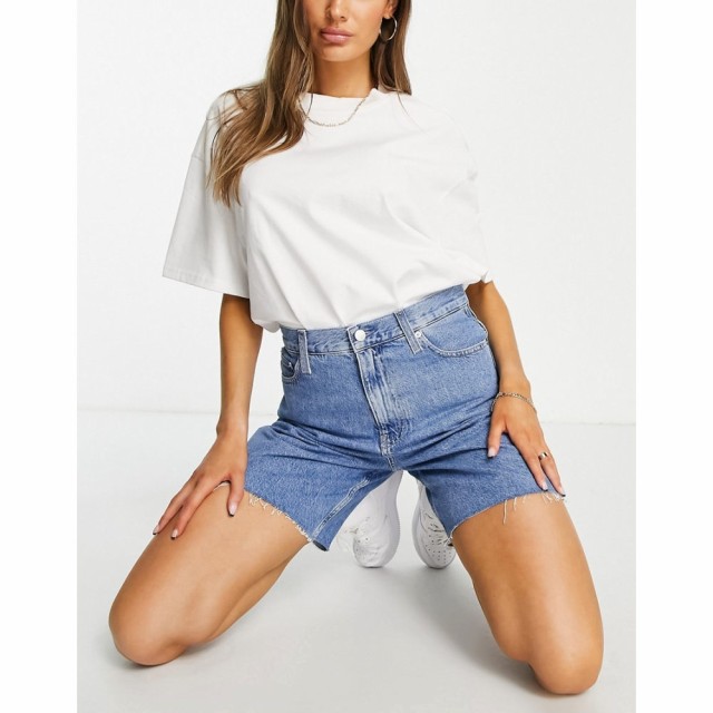 カルバンクライン Calvin Klein Jeans レディース ショートパンツ バミューダ ボトムス・パンツ Bermuda Mom Short In Mid Wash ブルー