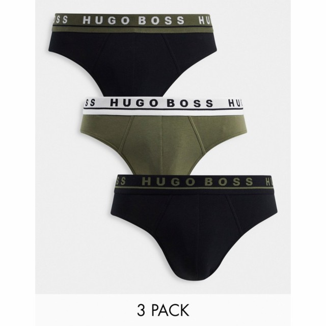 ヒューゴ ボス BOSS Bodywear メンズ ブリーフ インナー・下着 Boss 3 Pack Briefs In Black/Khaki マルチカラー