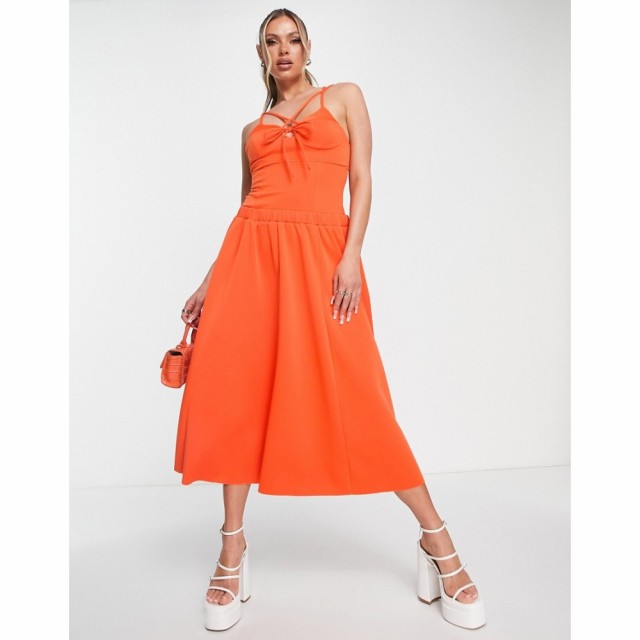 エイソス ASOS DESIGN レディース ワンピース ミドル丈 ワンピース・ドレス Dropped Waist Strappy Midi Dress In Orange オレンジ