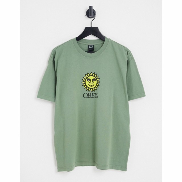 オベイ Obey メンズ Tシャツ トップス Sunshine Embroidered Heavyweight T-Shirt In Green グリーン