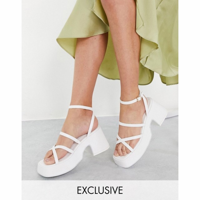 ルールロンドン Rule London レディース サンダル・ミュール シューズ・靴 Harper Vegan Recycled Pu Blend Heeled Sandals In White ホ