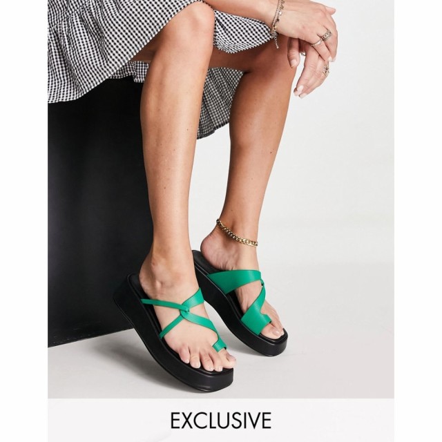 ルールロンドン Rule London レディース サンダル・ミュール シューズ・靴 Shilo Vegan Recycled Pu Blend Toe Loop Sandals In Green グ