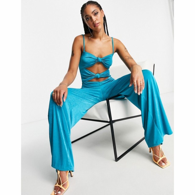 トップショップ Topshop レディース オールインワン ジャンプスーツ ワンピース・ドレス Jersey Slinky Cut Out Jumpsuit In Teal ティー