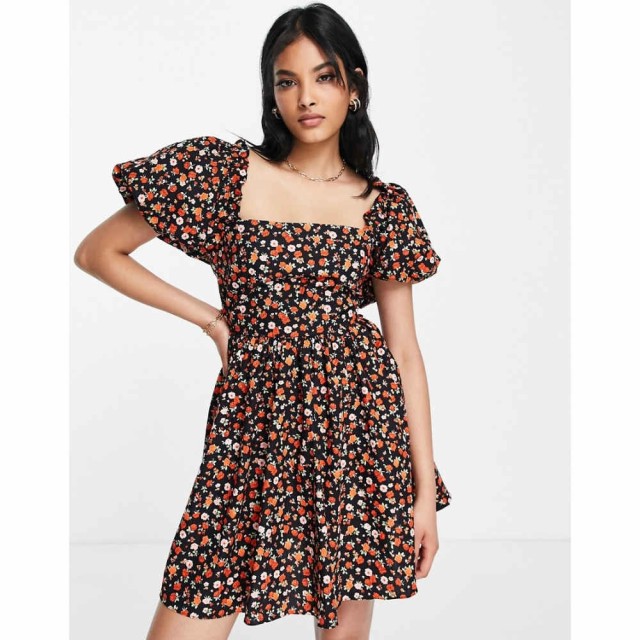 トップショップ Topshop レディース ワンピース ワンピース・ドレス Cotton Red Floral Poplin Chuck On Dress レッド