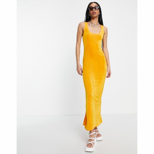 トップショップ Topshop レディース ワンピース マキシ丈 ワンピース・ドレス Seamed Slinky Maxi Dress In Orange オレンジ