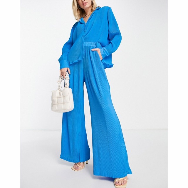 ヴェロモーダ Vero Moda レディース ボトムス・パンツ Plisse Wide Leg Trousers Co-Ord In Blue ブルー