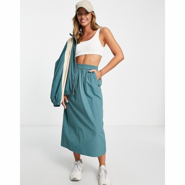 エディテッド Edited レディース ひざ丈スカート スカート Midi Skirt Co-Ord With Elasticated Waist In Green シルバーパイン