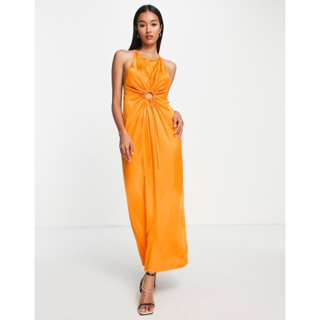 トップショップ Topshop レディース ワンピース スリップドレス ミドル丈 ワンピース・ドレス Cut Out Halter Satin Midi Slip Dress In