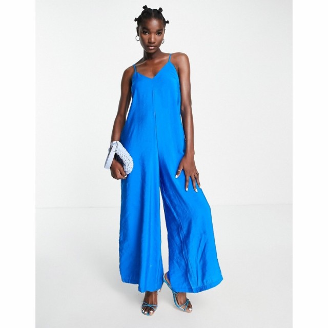 トップショップ Topshop レディース オールインワン ジャンプスーツ Cami Wide Leg Jumpsuit With Open Back In Cobalt Blue コバルトブ