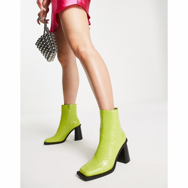 デイジーストリート Daisy Street レディース ブーツ シューズ・靴 Exclusive Heeled Boots In Lime Croc