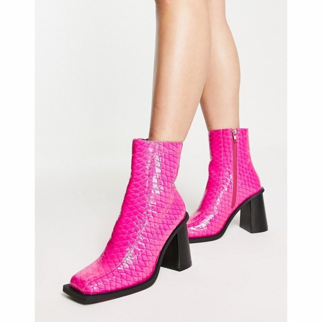 デイジーストリート Daisy Street レディース ブーツ シューズ・靴 Exclusive Heeled Boots In Pink Croc