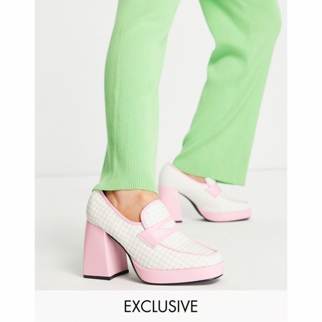 デイジーストリート Daisy Street レディース ヒール シューズ・靴 Exclusive Platform Heeled Shoes In Pink And Green Gingham